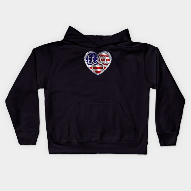 American flag heart Kids Hoodie by DrewskiDesignz